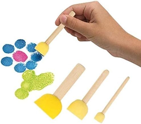 WAFJAMF 30Pcs Round Sponge Brush Set 4 Sizes DIY Painting Tools Yellow