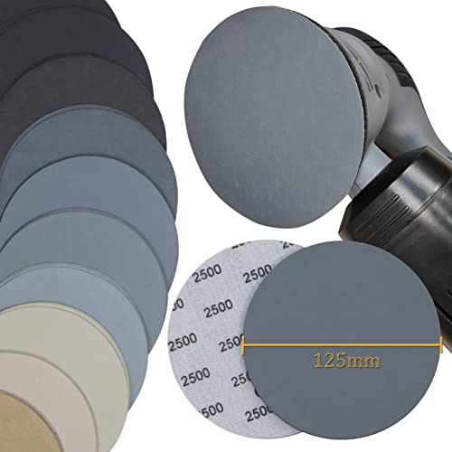 30PCS 5 inch No Hole #400-#7000 Wet Dry Sanding Discs 400 800 1000 1200 1500 2000 2500 3000 5000 7000 Grit Sandpaper Compatible for Random Orbital Sanders (#400-#7000 10Kind Grit Each 3PCS) - style: #400-#7000 10Kind Grit Each 3PCS