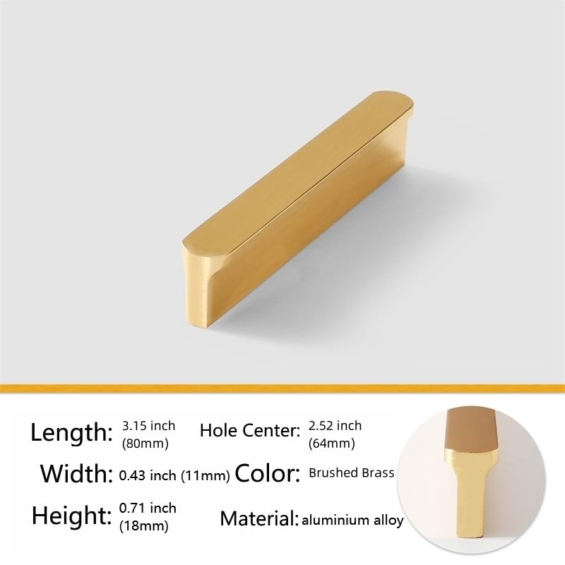 5 Pack Gold Cabinet Pulls - Brushed Brass Kitchen Hardware Handles for Dresser Drawers -T Shape Cabinet Hardware (3.15 inch,Brushed Gold) - color: Brushed Gold, size: 3.15 inch