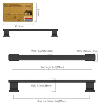 Amerdeco 10 Pack Matte Black Cabinet Pulls 7" - color: Matte Black, size: 7" hole center