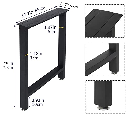 TIEOU Metal Black Table Legs Heavy Duty Desk Legs 28” Height 18” Wide Industrial Table Legs,Dining Table Legs,Modern Table Legs,Console Table Legs - color: H-shape, size: H28"xW18"