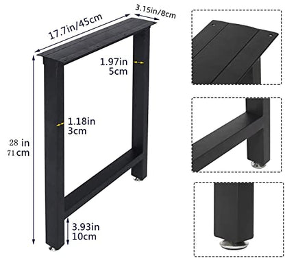 TIEOU Metal Black Table Legs Heavy Duty Desk Legs 28” Height 18” Wide Industrial Table Legs,Dining Table Legs,Modern Table Legs,Console Table Legs - color: H-shape, size: H28"xW18"