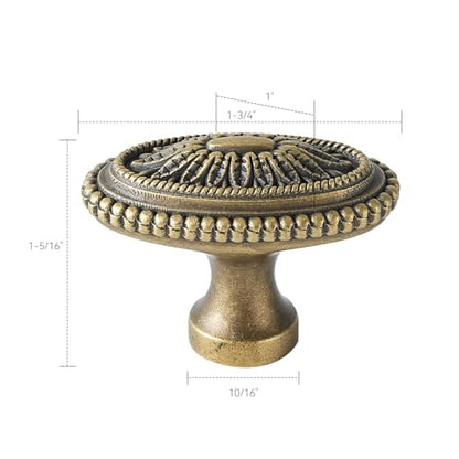 2 Pack Solid Brass Cabinet Knobs, Oval Drawer Knobs, Antique Brass Cabinet Knobs for Kitchen, Bathroom, and Furniture - size: Knob-I