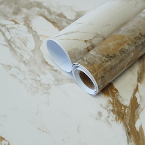 Marble Peel and Stick Wallpaper Thick White Marble Contact Paper for Countertops Waterproof Contact Paper Peel and Stick for Cabinets Old Furniture Kitchen Bathroom