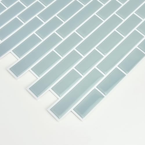 InHome Sea Glass Peel and Stick Backsplash Tiles, Blue, 10.5 in x 10.5 in