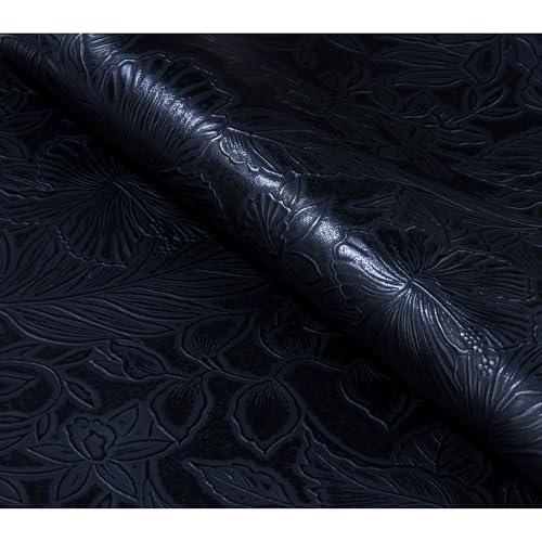 HGUAN Embossed Faux Leather Sheets 12"X52"(30cm X 133cm),Faux Leather Very Suitable for Making DIY Bow,Leather Earrings Sewing Crafts Projects (Black) - color: Black