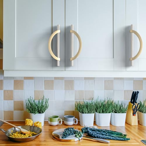Amerdeco 10 Pack Brushed Satin Nickel and Gold Cabinet Pulls 5 Inch(128MM) Hole Centers Kitchen Cabinet Handles Cabinet Hardware Cupboard Handles Drawer Pulls… - color: Brushed Satin Nickel Gold, size: 5"/128MM Hole Center, style: 10 Pack