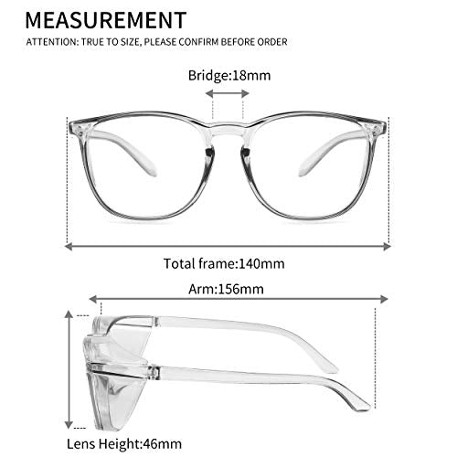Alsenor Safety Glasses Anti Fog Goggles Protective Eyewear Blue Light Blocking Anti Dust UV Protection Glasses For Men Women (2 Pack(grey+transparent)) - color: 2 Pack (Grey + Clear)