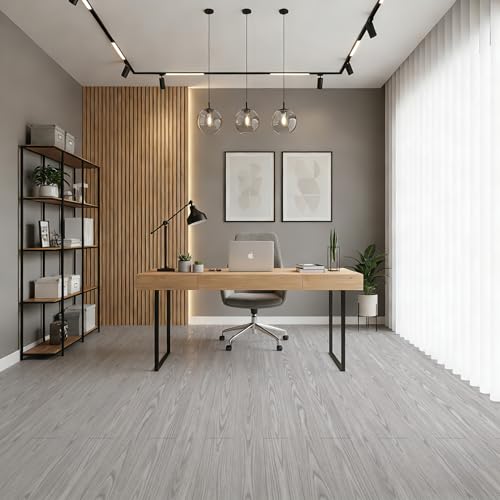 Art3d 10-Pack Peel and Stick Vinyl Floor Tiles (15 Sq.Ft), Light Gray - color: Light Gray