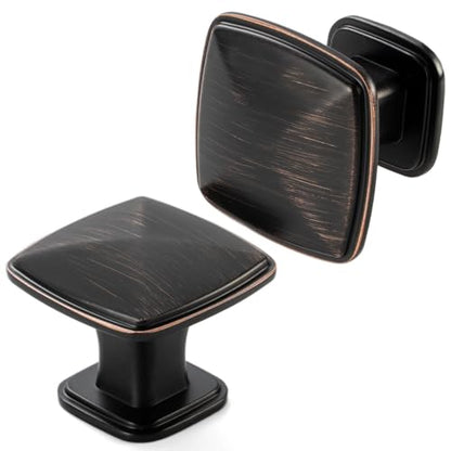 Oil Rubbed Bronze Cabinet Knobs Square Cabinet Pulls 10 Pack 1990 - color: Oil Rubbed Bronze, size: 1-1/4 Inches, style: 10 Pack Square Knob