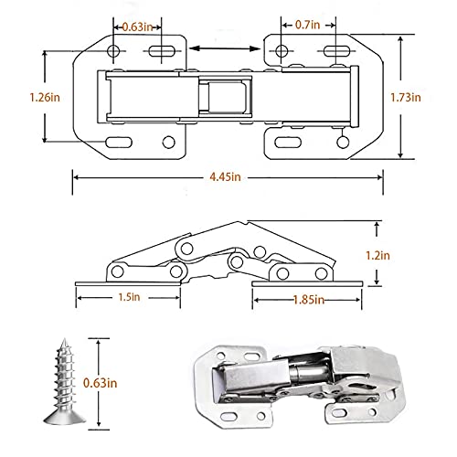 8-Pack Soft Close Hidden Hinges for Cabinet Doors Frameless Slow Close Cabinet Hinges 4" Concealed Surface Mount Hinges - size: 8 Pack