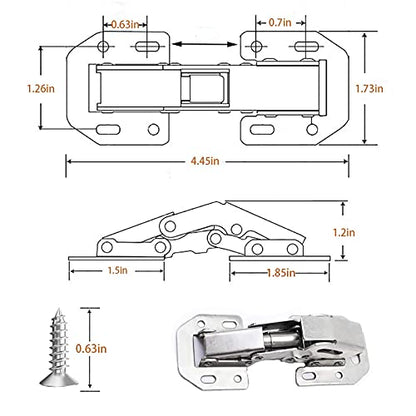 8-Pack Soft Close Hidden Hinges for Cabinet Doors Frameless Slow Close Cabinet Hinges 4" Concealed Surface Mount Hinges - size: 8 Pack
