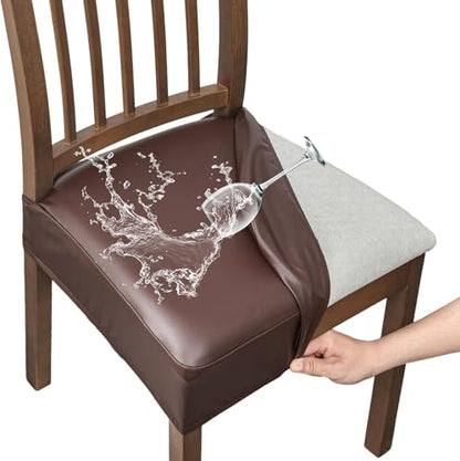 FUANGUI Dining Chair Covers Set of 4, Kitchen Chair Seat Covers - color: Pu-coffce