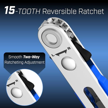 Bates- Mini Ratchet Wrench, 1/4" Magnetic 90 Degree Screwdriver, Blue, Low Profile Right Angle Screwdriver for Tight Spaces - color: Blue, size: 1 pcs