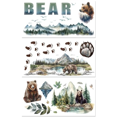 Peacoblue Forest Bear Rub On Transfers for Furniture Craft 6"x12" - style: Forest Bear