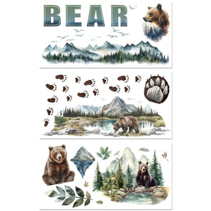 Peacoblue Forest Bear Rub On Transfers for Furniture Craft 6"x12" - style: Forest Bear