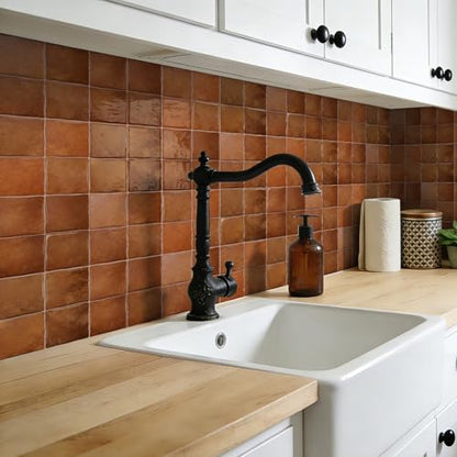 VICCI 3D Self-Adhesive Backsplash Tiles, 20-Sheet 6" x 6" - color: Orange Brown