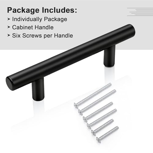 Gobrico 10 Pack 3 Inch (76mm) Hole Center Cabinet Pulls, Black Kitchen Cabinet Handles, Euro Style Drawer Pulls, Stainless Steel Cabinet Handles, 5'' Overall Length - color: Black, size: 3 Inch Hole Center