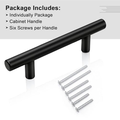 Gobrico 10 Pack 3 Inch (76mm) Hole Center Cabinet Pulls, Black Kitchen Cabinet Handles, Euro Style Drawer Pulls, Stainless Steel Cabinet Handles, 5'' Overall Length - color: Black, size: 3 Inch Hole Center