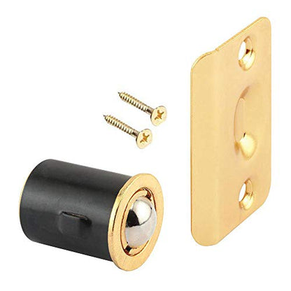 (3 Pack) Brass Plated Closet Door Drive-in Ball Catch with Strike Plate Premium Quality - color: Brass Plated, size: 3 Pack