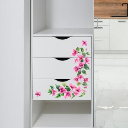Peacoblue Pink Flower Vine Rub On Transfers for Furniture Craft 6"x12" - style: Pink Flower Vine