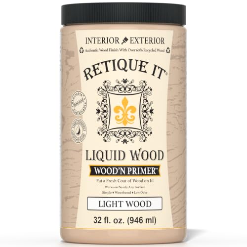 Retique It Wood'n Primer - Paint it then stain it - Stainable Wood Fiber Paint (Light Wood, Large) - color: Light Wood, size: 32 Fl Oz (Pack of 1)