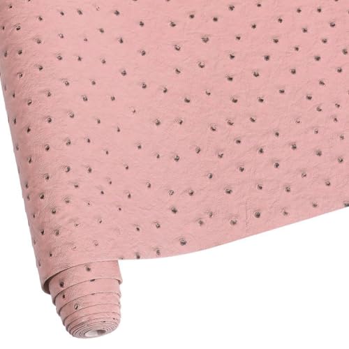 53.15 x 11.81 Inch PU Leather Ostrich Fabric Solid Embossed Synthetic Vinyl Roll Waterproof Textured Leather Microfiber Leather Sheet for Upholstery Handcraft Jewlery Making(Pale Violet Red) - color: Pale Violet Red