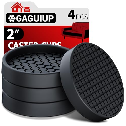 Non Slip Furniture Pads for Hardwood Floors - 4PCS 2" Caster Cups, Round - size: 2" 4pcs Black