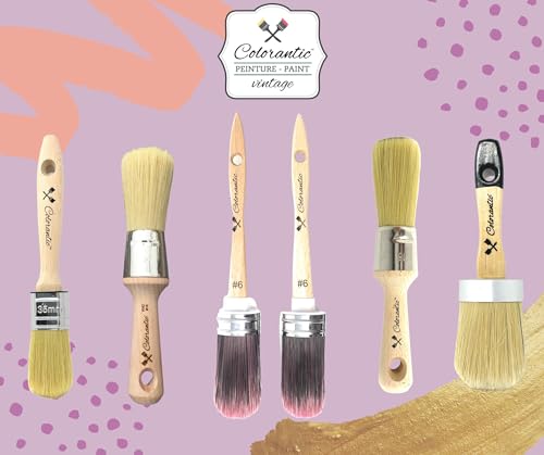 Colorantic | Round Wax Brush for Chalk Based Paint Furniture | Waxes Brushes Polish Paste Car Shoes DIY Distress Art and Craft Stencil (16mm Wax Round Brush) - size: 16mm Wax Round Brush