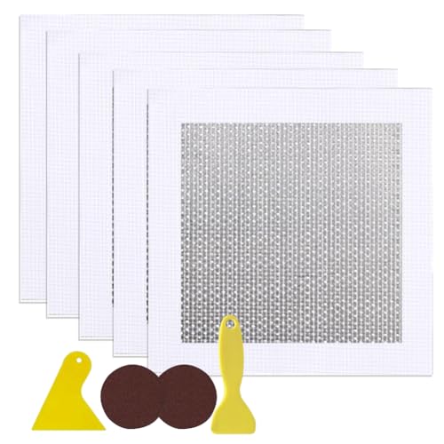 GORGECRAFT Drywall Repair Kit 5.9x5.9 Inch Aluminum Self-Adhesive Mesh Repair Patches for Large Hole Dry Wall Mesh Patch Cover with Scraper and Sandpaper for Bathroom Wall Ceiling Nail Holes Outlets - size: 5.9 x 5.9 inch