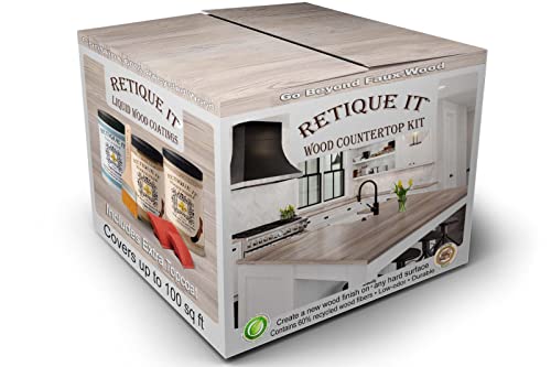 Retique It Liquid Wood Countertop Kit with Wood Gel Stain - Genuine French Oak Finished Countertops (42 oz)