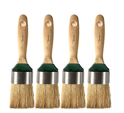 Medium Natural Boar Hair Bristles Chalk Furniture Paint Brush - Forest Green 4 Pack