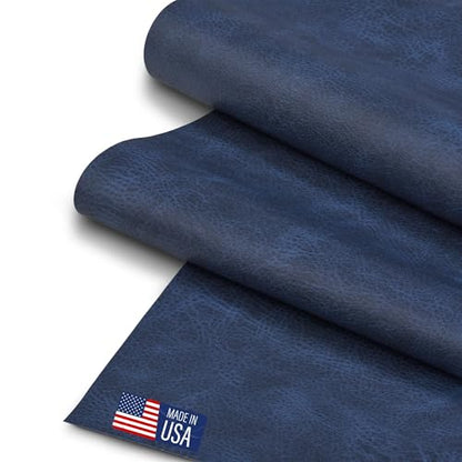 Faux Leather Fabric, Thick Durable Synthetic Repholstery Leather Vinyl, Soft Touch Distressed DIY and Craft Material - Individual 1 Foot Cut 12"x54" (Aged Blue) - color: Aged Blue, size: 1 Foot Cut