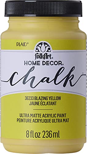 FolkArt Assorted Home Décor Acrylic Chalk Paint For Crafts, Blazing Yellow 8 fl oz Ultra Matte Acrylic Chalk Paint, Art Supplies With An Ultra Matte Finish, 36233 - color: Blazing Yellow
