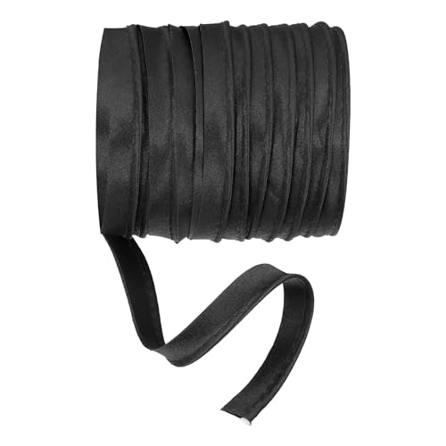 YELARXI Maxi Piping Bias Tape, 5 Yards Piping Trim with Cord Satin Binding Lip Cord Trim Fit for Sewing Garment Webbing Trimming Crafts Decorating - (Black) - color: Black