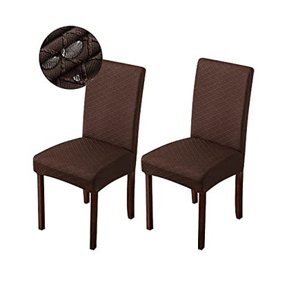 Genina Waterproof Chair Covers for Dining Room Dining Chair Covers Kitchen Parsons Chair Covers (Chocolate, 2 PCS) - color: Chocolate, size: 2 PCS