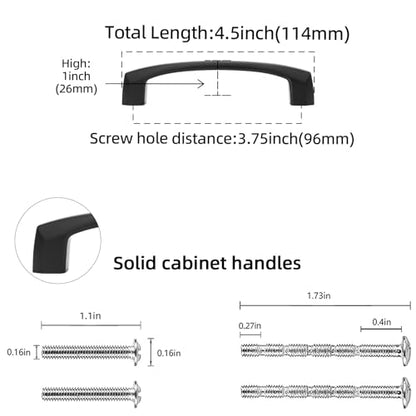 10 Pack 3.75 Inch Matte Black Kitchen Cabinet Handles - color: Matte Black, size: 3-3/4'' Hole Center(96mm)