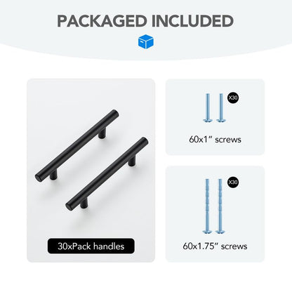 HOME EDIT Matte Black Cabinet Handles, Drawer Pulls, 3-3/4 Inch, 30 Pack - color: Matte Black, size: 3-3/4 Inch Hole Center