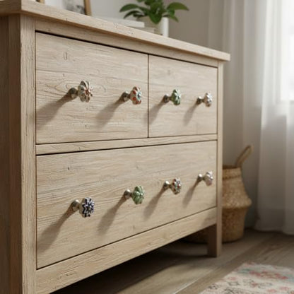 Ceramic Cabinet Knobs, Set of 12 Colorful Floral Drawer Knobs