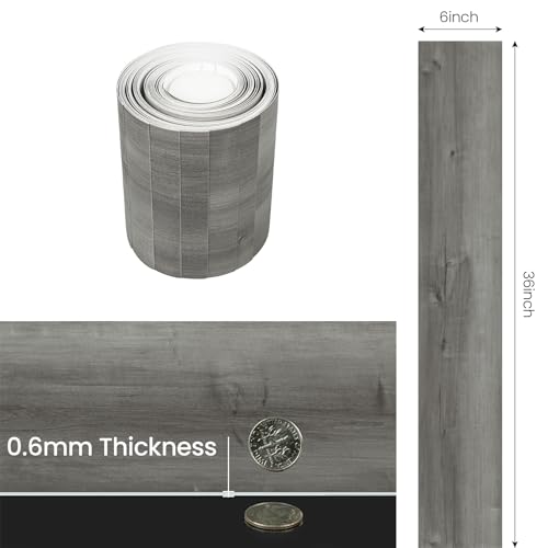 Peel and Stick Floor Tile, 10-Pack 15 Sq.Ft, Natural Grey Wood Grain Look - color: Gray, size: 10 PCS