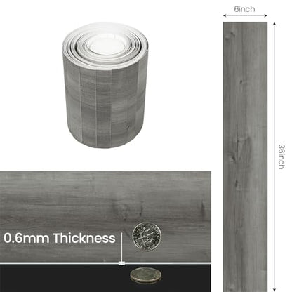 Peel and Stick Floor Tile, 10-Pack 15 Sq.Ft, Natural Grey Wood Grain Look - color: Gray, size: 10 PCS