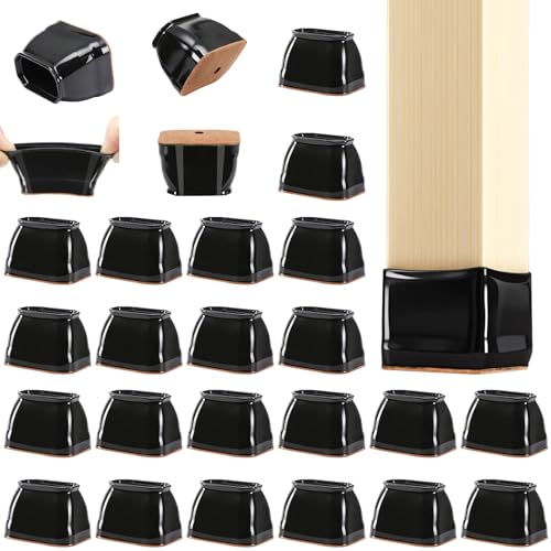 CHUNZEXI 16 Pack Rectangle Chair Leg Floor Protectors for Hardwood Floors - color: Black-16pack, size: Rectangle S