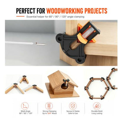 Corner Clamps for Woodworking 4PCS - 60/90/120 Degree Angle Clamps