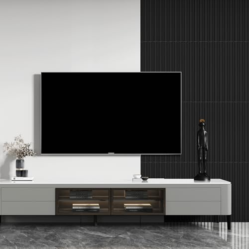 STICKGOO 3D Slat Wall Panels, PVC Fluted Wall Decor, 12 Tiles, Black - color: Black