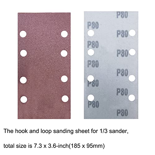 60 PCS Hook & Loop Sandpaper Sheets for 1/3 Sheet Sander – 60/80/100/120/150/240 Grit – Aluminum Oxide Sanding Paper for Wood, Metal, Paint & DIY Projects