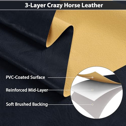 Faux Leather 1.0mm Upholstery Fabric by the Yard 55x36 Inch Blue - color: Blue, size: Pre Cut 1 Yard