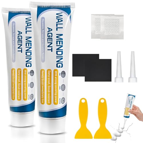 Drywall Patch Repair Kit, 2 Pack Wall Mending Agent - Wall Repair Paste for Nail Holes, Dents, Simple Filling of Wall Holes＆Efficient Crack Repair - color: 2 PCS