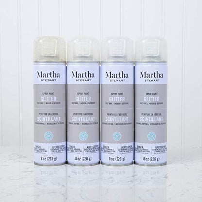 MARTHA STEWART Paint & Primer 8oz Spray Paint, Glitter Sterling (42938) - color: Glitter Sterling