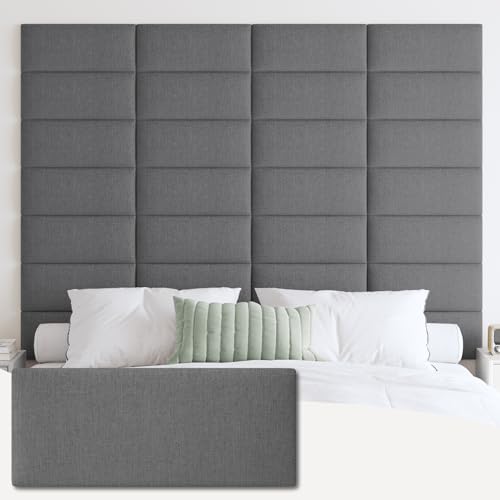 IFNOW Wall Mounted Headboard, Peel and Stick Panels, Dark Grey, Queen - color: Fabric-dark Grey, size: Queen