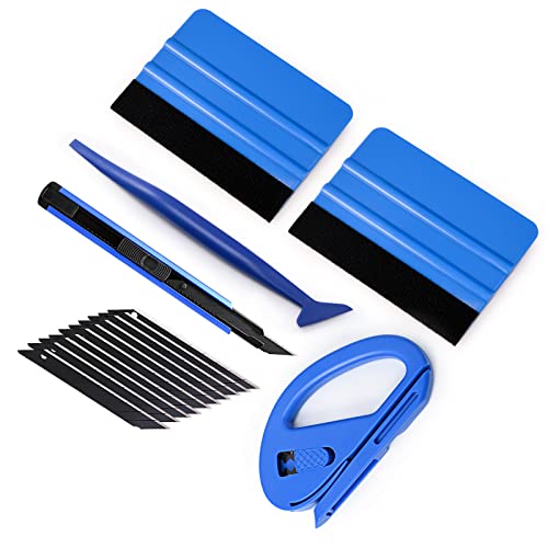 Gomake Vinyl Wrap Tool Kit Car Window Tint Installation Tools Wrapping Kit - color: Blue